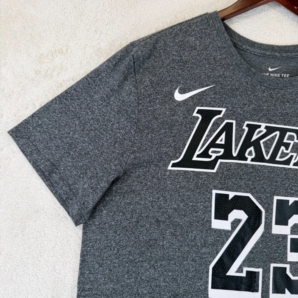 Nike Los Angeles Lakers LeBron James 23 Shirt Mens XL Grey Heather NBA Tee